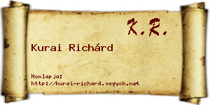 Kurai Richárd névjegykártya